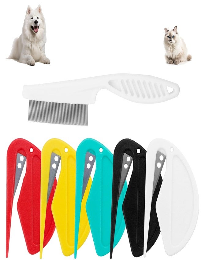 Aecsze 6 Pcs Pet Multifunctional Knotting Comb for Dogs, Cats, Puppies, and Rabbits, Plastic Grooming Comb for Hair Shedding and Tangle Removal - Image 1